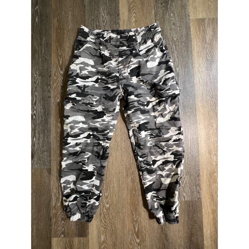 V.I.P. Camo Cargo Joggers Womens 15/32 Gray Black White Camouflage Utility Pants